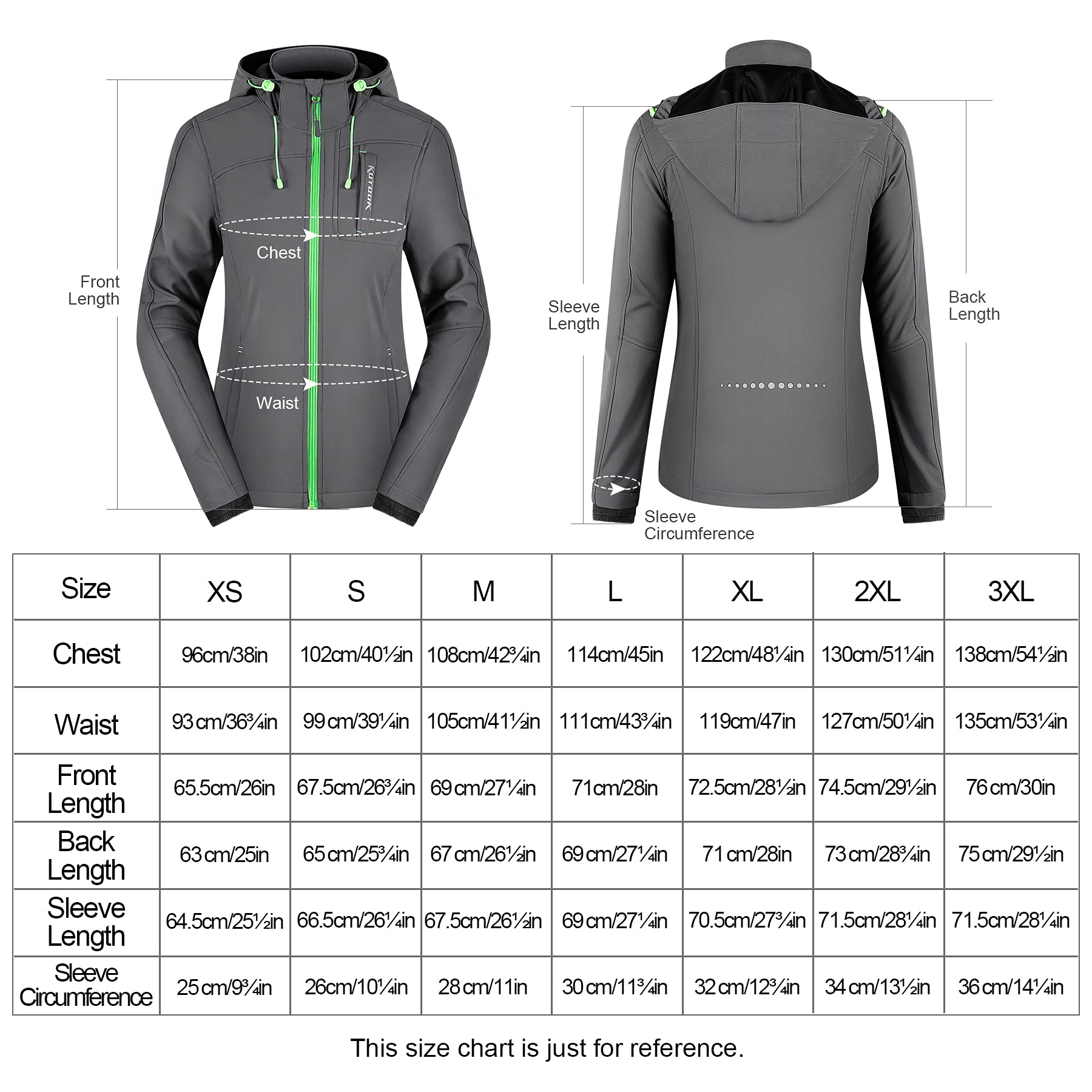 KUTOOK - Chaqueta de forro polar para mujer, resistente al viento, para senderismo, correr, con capucha para deportes al aire libre - Gris - XX-Large
