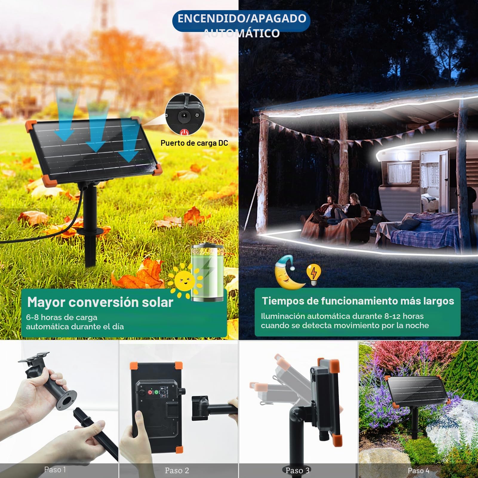 DBFAIRY 15M Tira LED Solar Exterior, 540 LED Tiras para exteriores, Luz LED IP68 resistente al agua con temporizador de mando a distancia, para jardín, terraza, balcón, decoración (blanco)