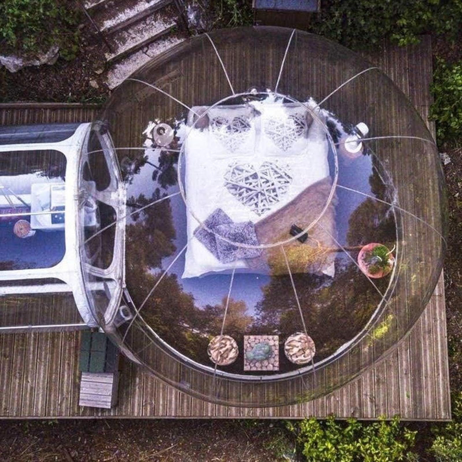 Tienda de campaña inflable transparente con soplador y túnel para acampar al aire libre, fiestas en el patio trasero y observar las estrellas