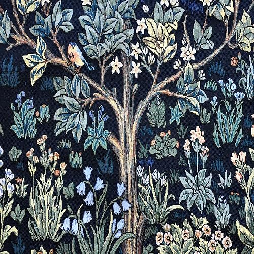 Miniatura 6 de Aubelin Tapiz largo azul William Morris Árbol de la Vida Bellas Art Tapiz para colgar en la pared, tamaño 63 x 35 pulgadas