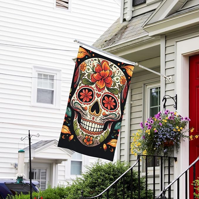 Flag for Outside 3x5 Ft Heavy Duty Indoor Outdoor Flags All Weather Garden Flags Colorful Sugar Skull Welcome Yard Flag Double Sided House Flag with Brass Grommets Banners for Party