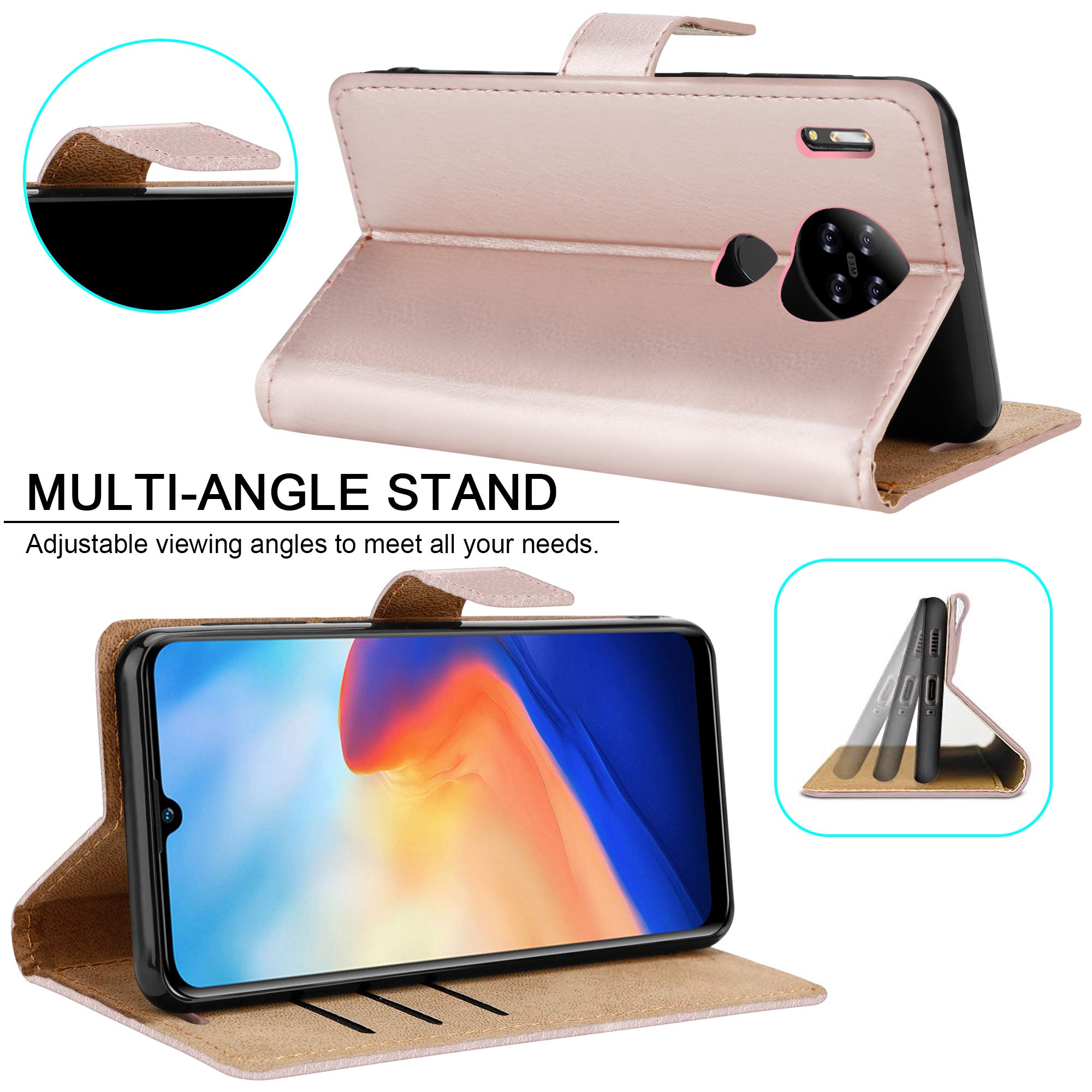 Custodia A Portafoglio PIXFAB Con Magnetica Per Blackview A80 (rosa Oro): Protezione Completa Con Slot Carte E Cavalletto