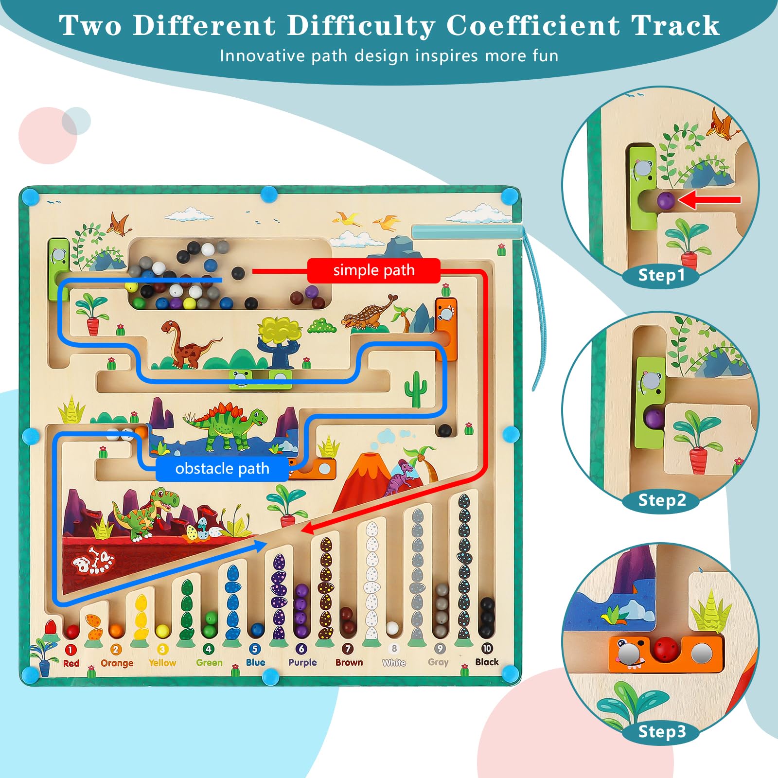 Snapklik.com : Magnetic Color And Number Maze Toy, Wooden Montessori ...