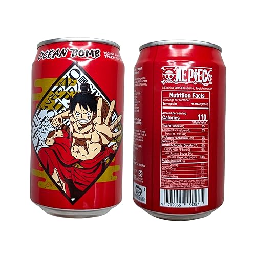 Miniatura 2 de Ocean Bomb Agua carbonatada de una pieza Anime Coleccionable Can Drink Luffy Sanji Nami Zoro con 1 Posavasos Blehblu