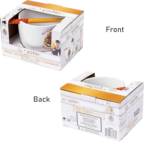 Miniatura 8 de Silver Buffalo - Cuenco con palillos para arroz, fideos o ramen, de cerámica, modelo Hogwarts Railways con escudo, de Harry Potter, apto