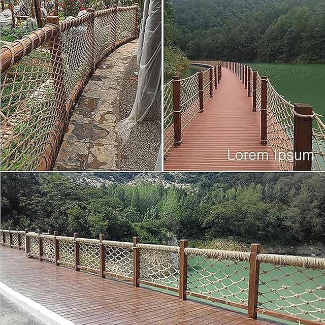 Foto 7 de 7 de Red Tejida A Mano, Red De Protección De Red De Cuerda De Cáñamo Red De Seguridad para Parque Infantil De Yute…