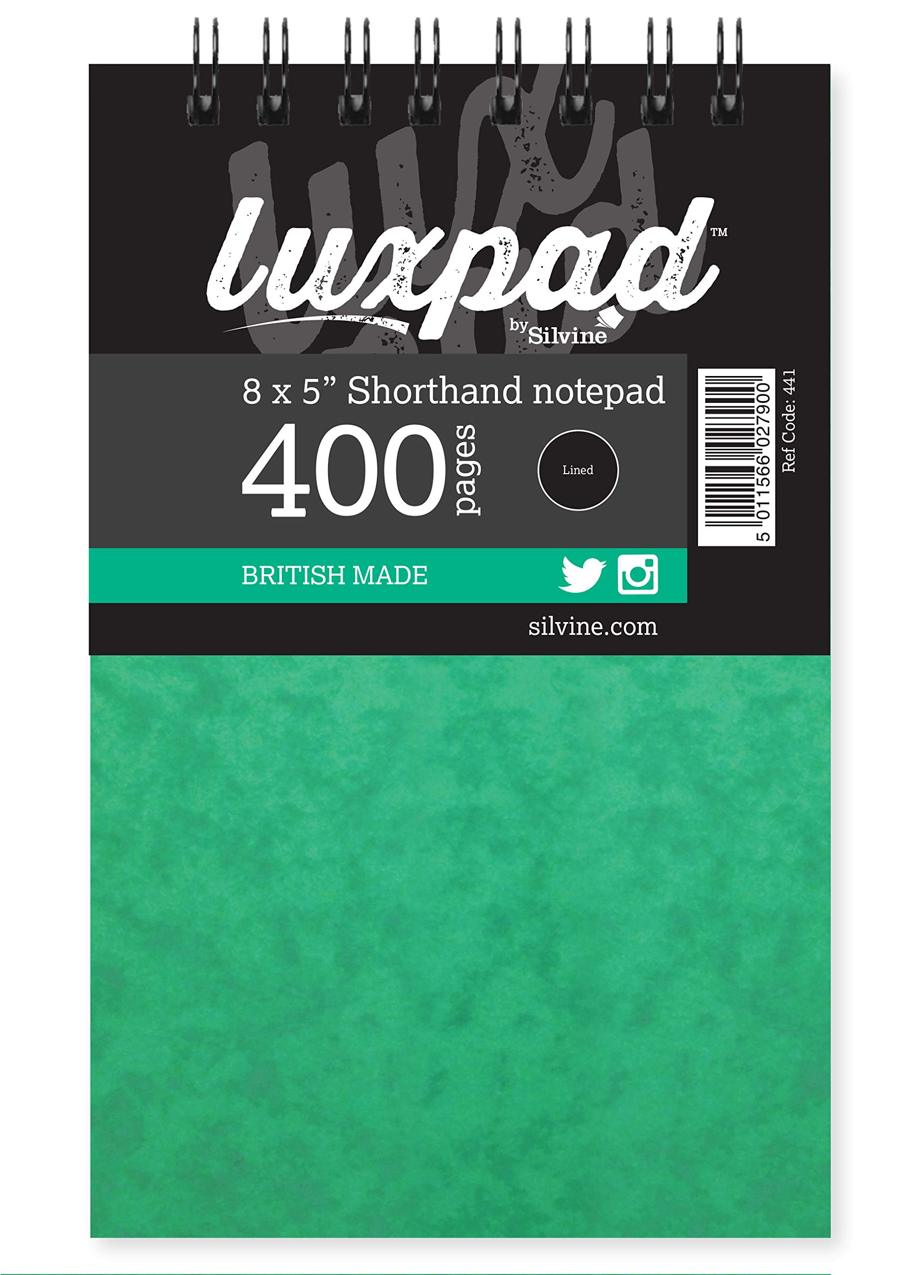 Luxpad 8x5" Spiral Reporters Notepad with 200 Feint Ruled Pages and Durable Pressboard Covers.