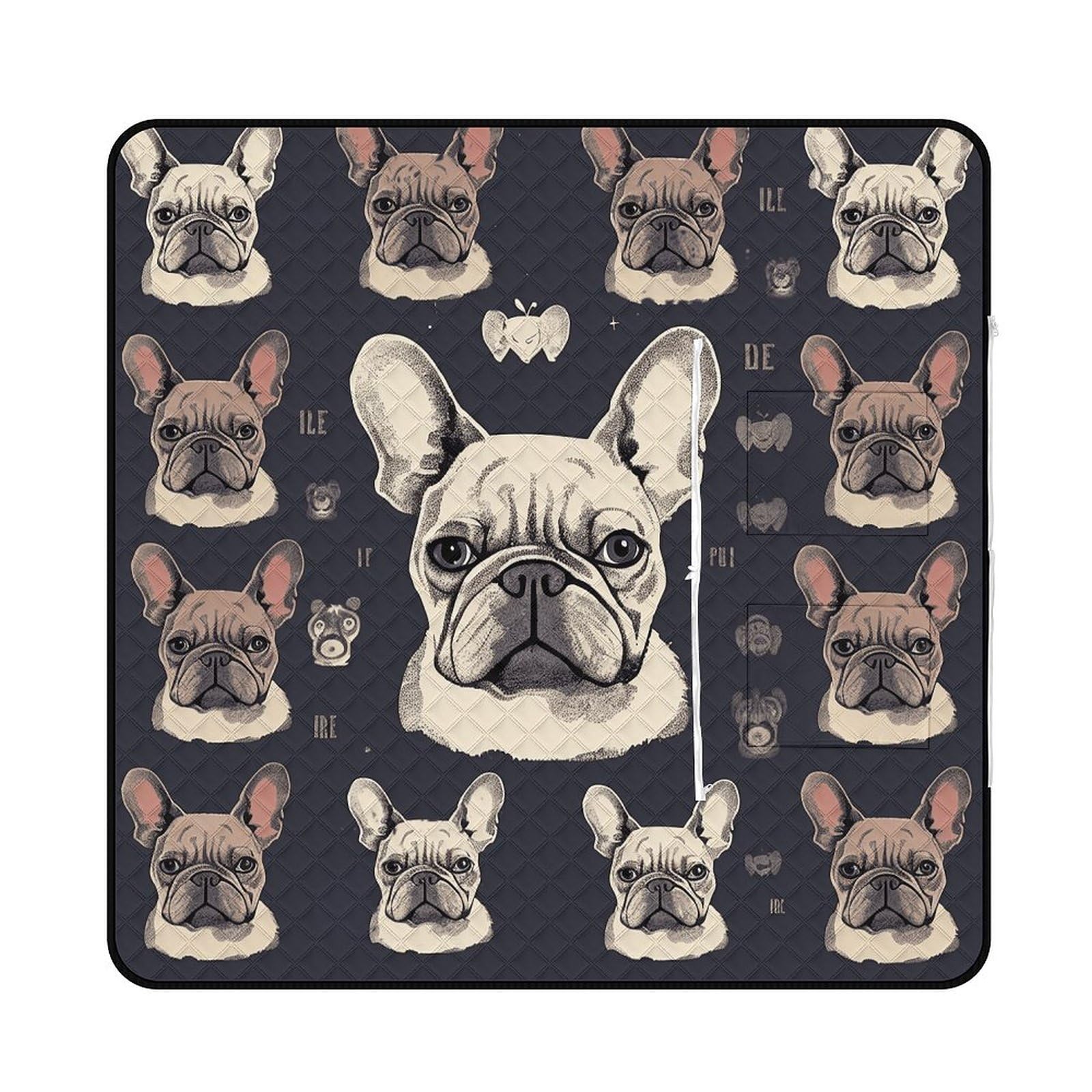 Tapis de pique-nique imprimé I Love French Bulldog et couverture de plage nomade