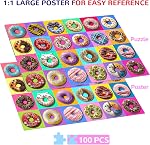 Puzzles pour les enfants Ages 6-8-10 Garçons Filles, Donuts colorés 100 Puzzle de pièce Enfants apprenant Jouets éducatifs Cadeaux pour 8-10 ans