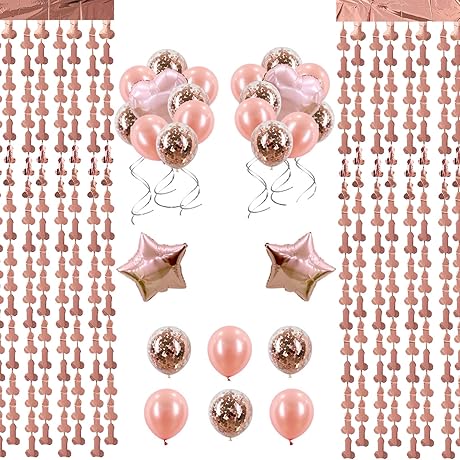 Bachelorette Party Decorations Naughty, Rose Gold