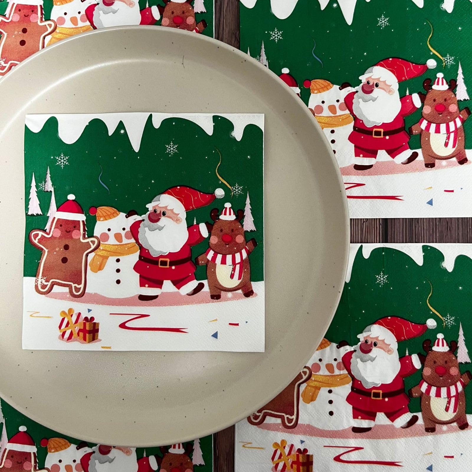 Servilletas Papel Navidad Animal Servilletas Decoupage Decoradas Papel Higienico Desechables Toilet Paper Cumpleaños Cocktail 2 Capas Paper Towels Bodas Fiesta Jardín 30 Paquetes(33x33cm）