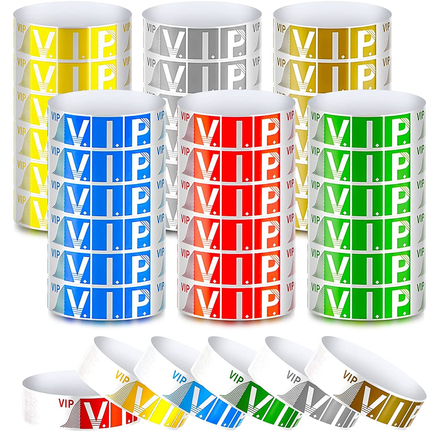 Excefore Paper Wristbands for Events VIP Armbands Neon Wrist Bands Waterproof Hand Bands for Party Concert Lightweight Bracelets Amusement Parks VIP Identification Wristbands (600Pack)