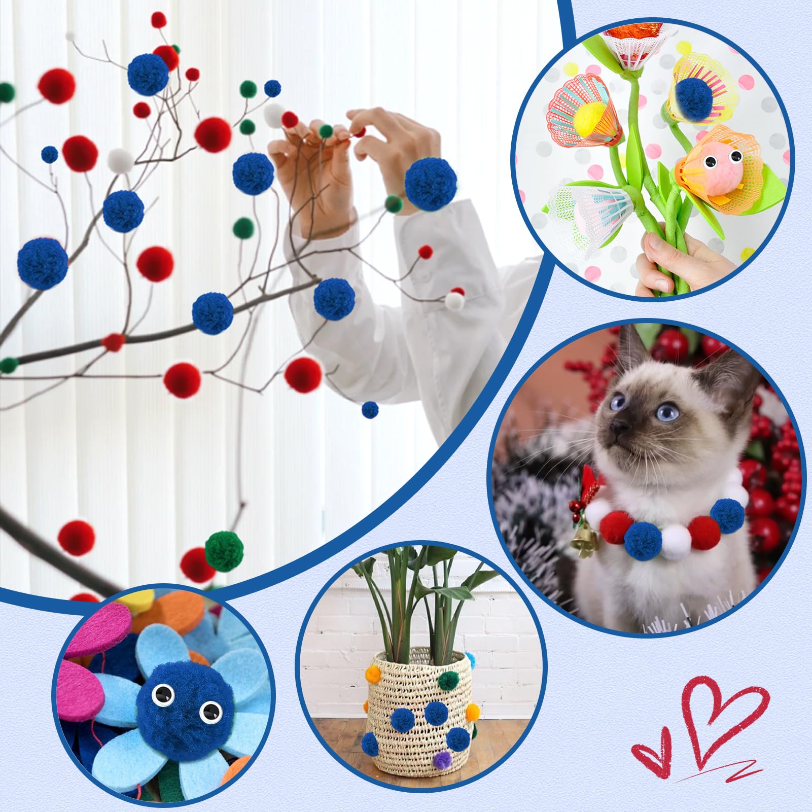 TOAOB 30pcs 5cm Large Pom Poms Balls Dark Blue Fluffy Pompoms for DIY Crafts Decorations - Image 4