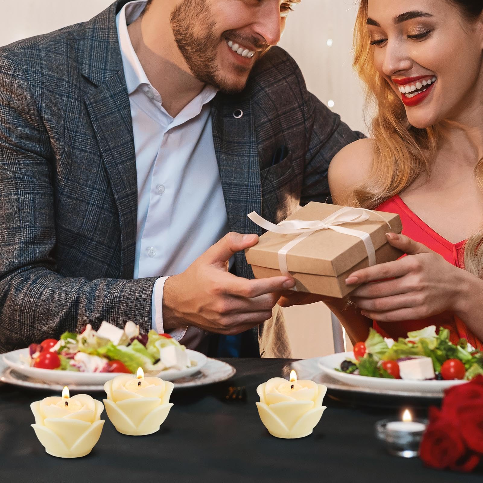 Rosse teaalight Candles | Rosse Shaped Candle Flowers | Valentine's Day Scented Candles | Romantic Soy Wax Aesthetic Decorative Candle | Rosse Flower Shape Candle for Women Valentine Birthday