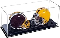 Vista 195 de Better Display Cases Acrílico 2 Mini casco de fútbol (no tamaño completo) vitrina con base de césped transparente (V46/A019)