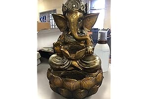 Hi-Line Gift | Tabletop Lord Ganesh Sculptural Fountain| with White LED