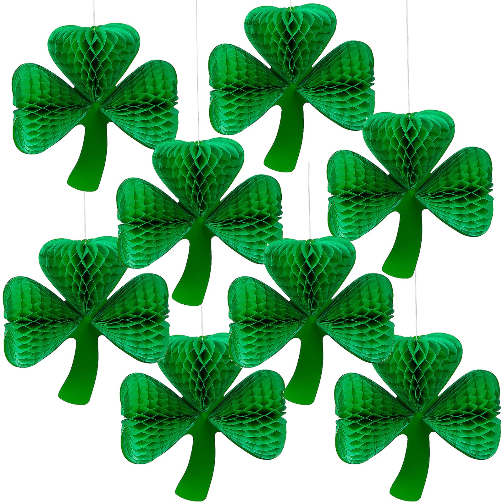 Shamrock Honeycomb Decoration St. Patrick’s Day Hanging Clovers, Irish Lucky Green Shamrock Honeycomb Party Decorations Supplies