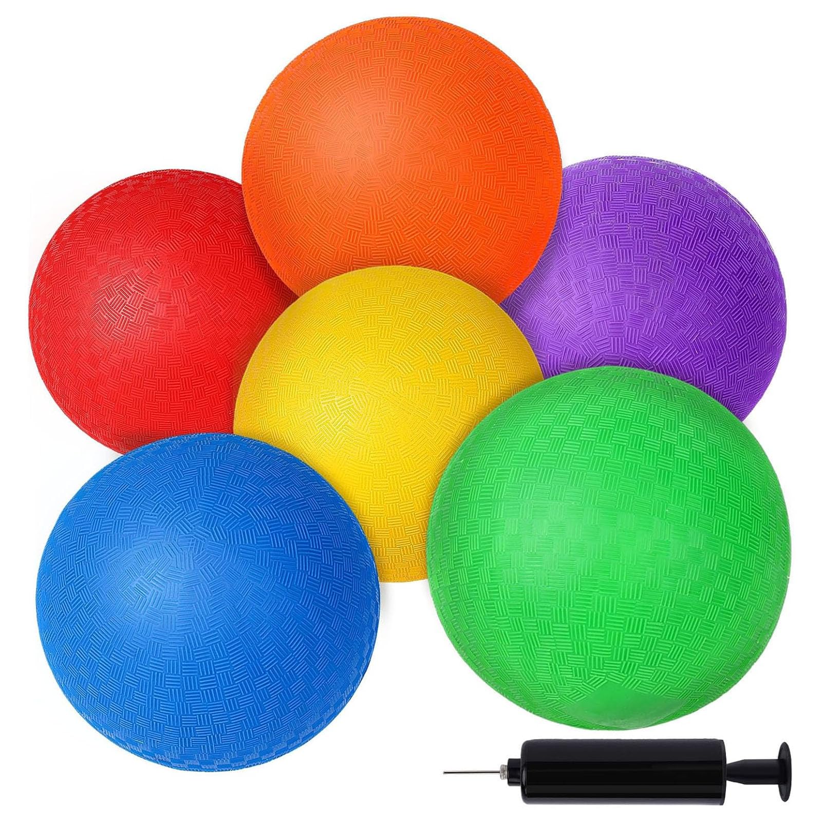 LovesTown 6PCS Playground Balls with Air Pump, 8.5inch Inflatable Dodge Ball Colorful Han…