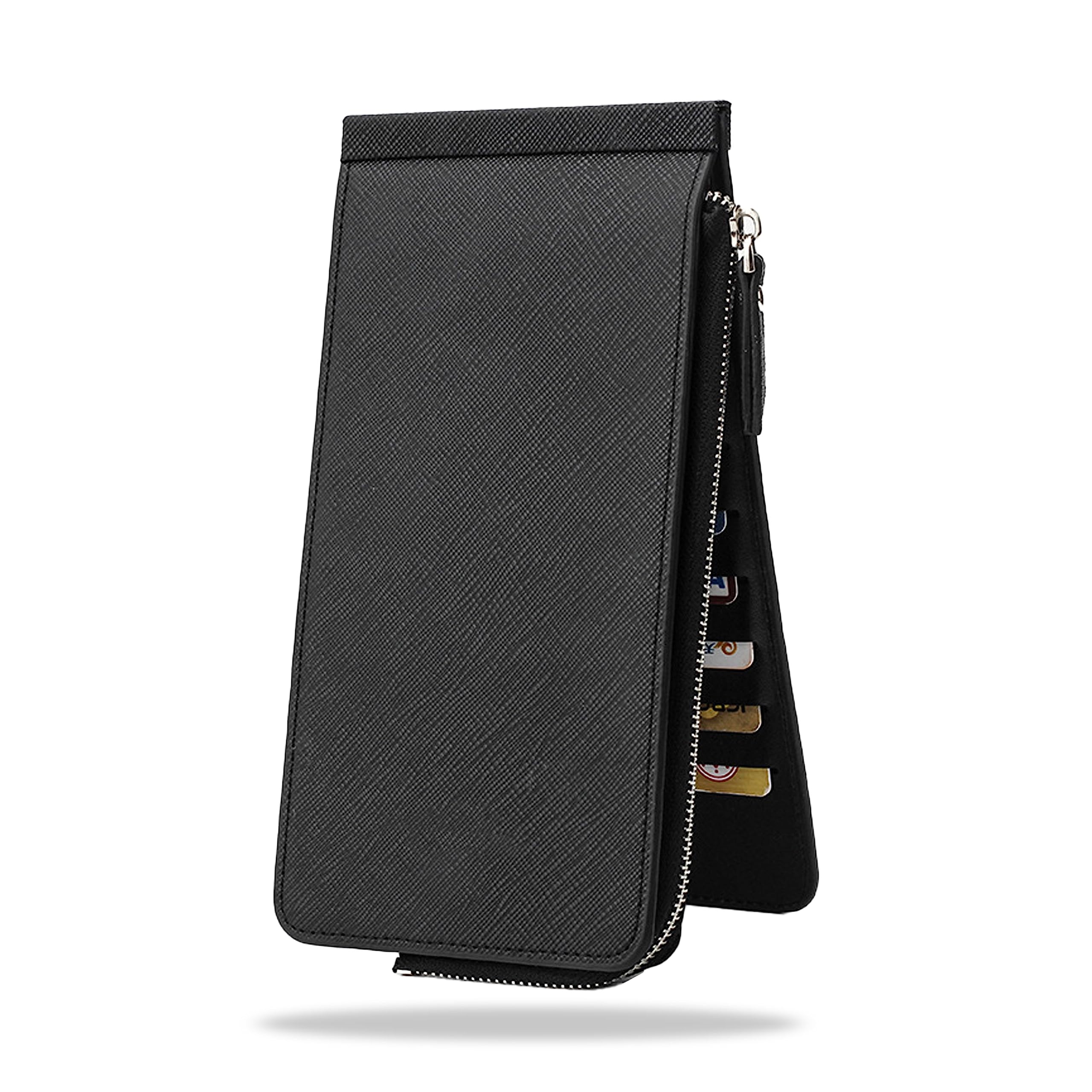 26 Slots Leather Slim Credit, Debit, Card Holder with Dual Compartment, Long Wallet, Case Wallet with Snap Shut Purse with Unisex Design (Black)-image-30