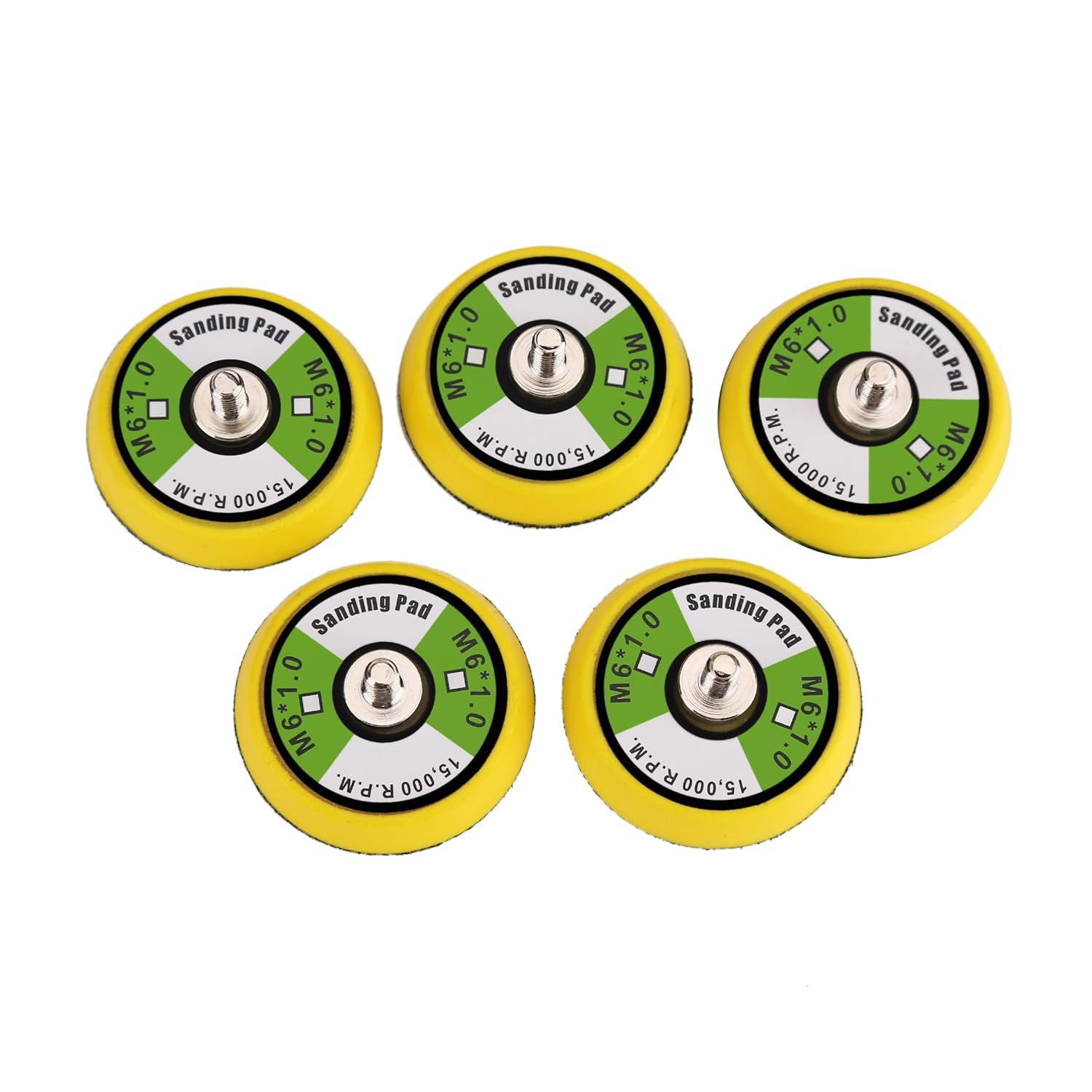 Ouya 5PCS 2-inch Thread Hook and Loop Backing Pad Buffing Plate for Air Sander and Dual Action Car Polisher M6 Thread