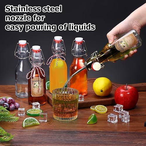 Miniatura 4 de Botellas de vidrio con tapa abatible con tapas herméticas y calcomanías, botella de cerveza abatible para 2 fermentaciónkombuchakéfirextracto de