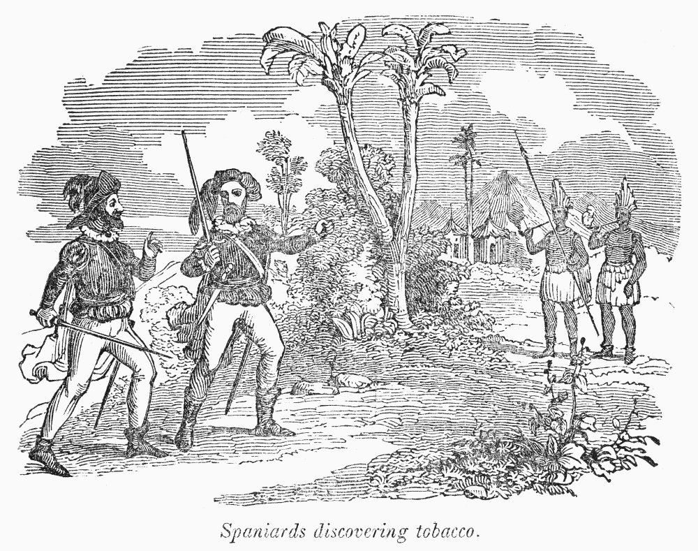 Amazon.com: New World Tobacco Nspanish Explorers In The New World Discover  Tobacco Upon Observing Native Indians Smoking The Leaves In Their Pipes  Wood Engraving American 1848 Poster Print by (18 x 24):