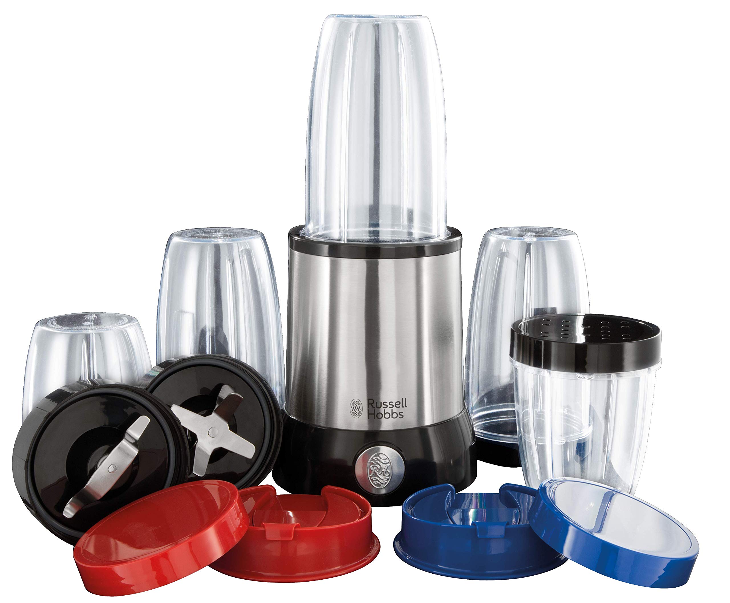 Russell Hobbs Blender [Multifonction: mixeur & moulin] NutriBoost (700W, 5 bols+couvercle sans BPA & 15 accessoires comp. lave-vaisselle incl., 22.000 tr/min, soupe, smoothie, épices & plus) 23180-56