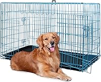 Vista 13 de Jaulas para perros de 42 pulgadas, jaulas plegables de alambre mental para mascotas con panel divisor de doble puerta, bandeja extraíble y asa