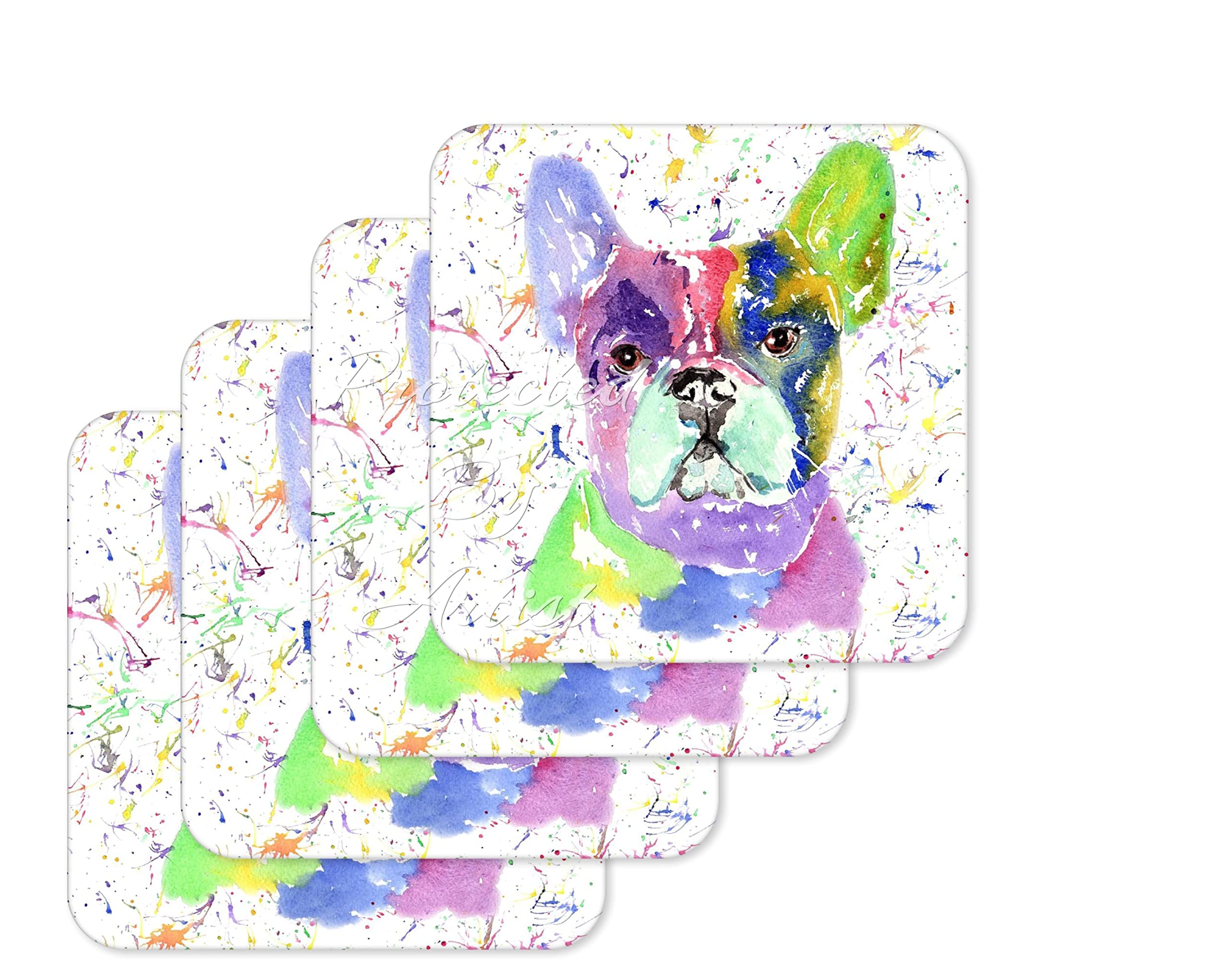 Coaster French Bulldog Frenchie Dog Pet Animals Coasters Watercolour Art Gift