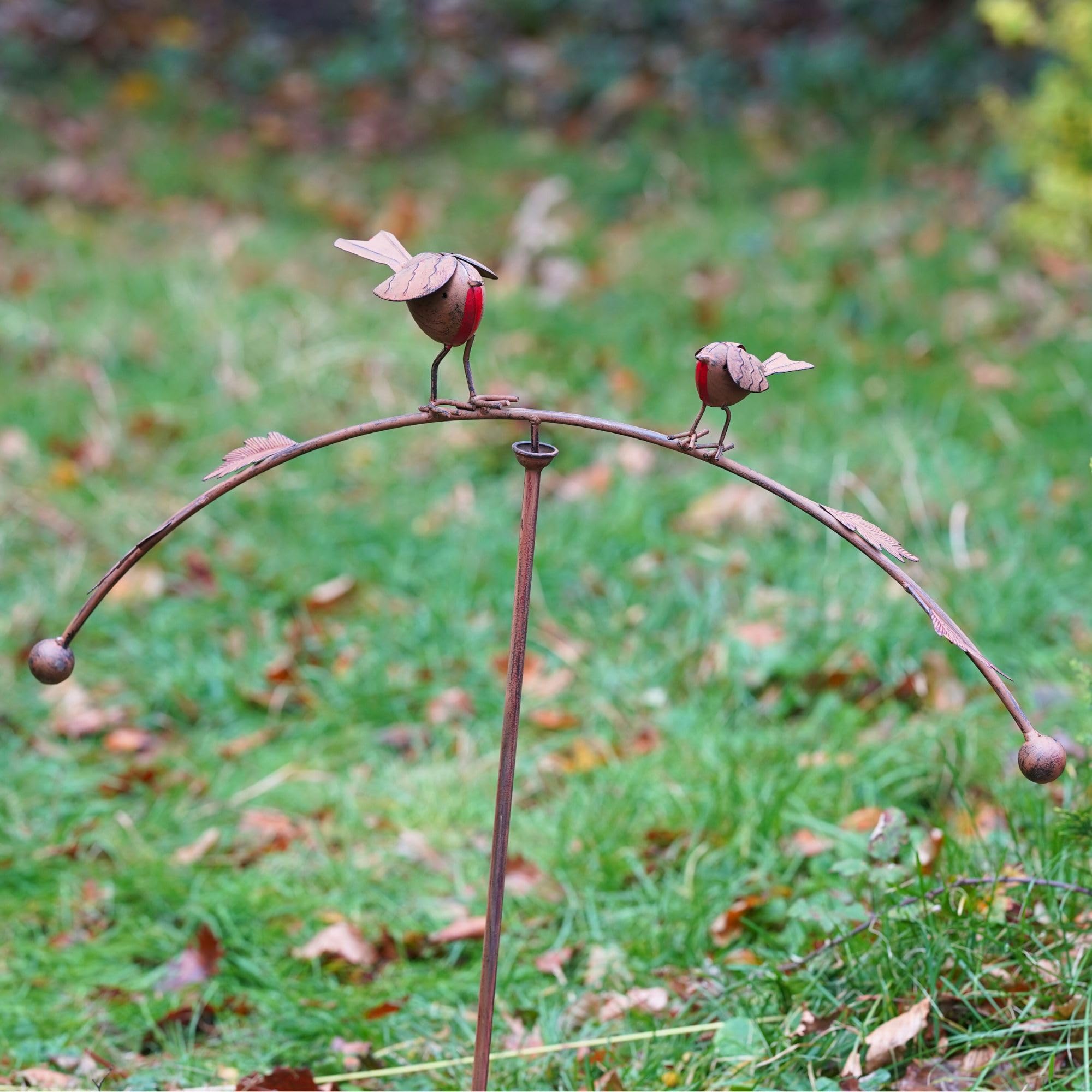 Burgess Home & Garden Brown Large Robin Balancer Stake Metal Garden Ornament British Bird Outdoor Decoration Balance Stake Gift | Burgess Home And Garden