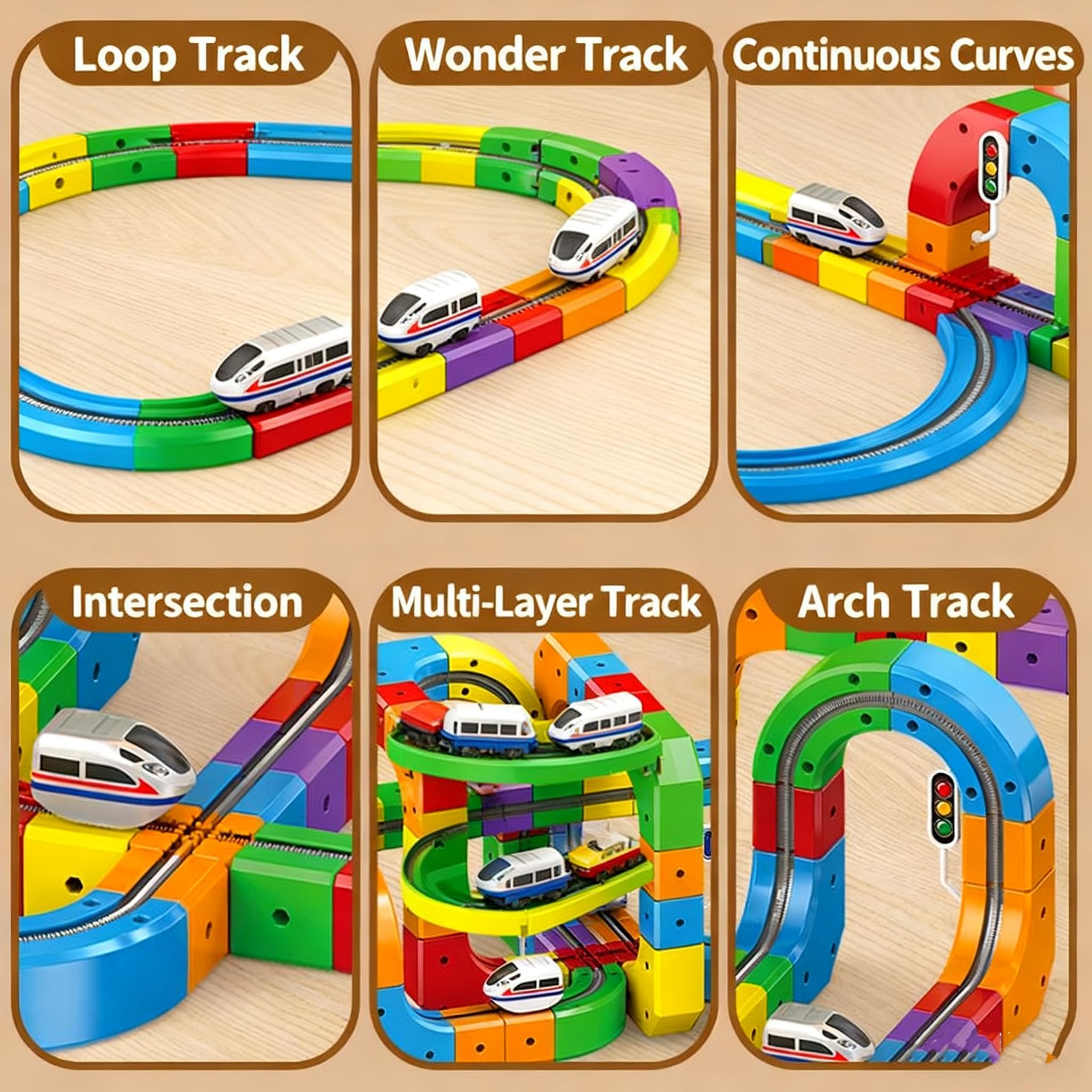 Treno Elettrico per Bambini Set, Trenino Giocattolo con Pista, Layout 3D Incorporati per Bambini Didattico di 3 4 5 6 7 8 Anni, Giochi Regalo Natale/Compleanno (81pcs)