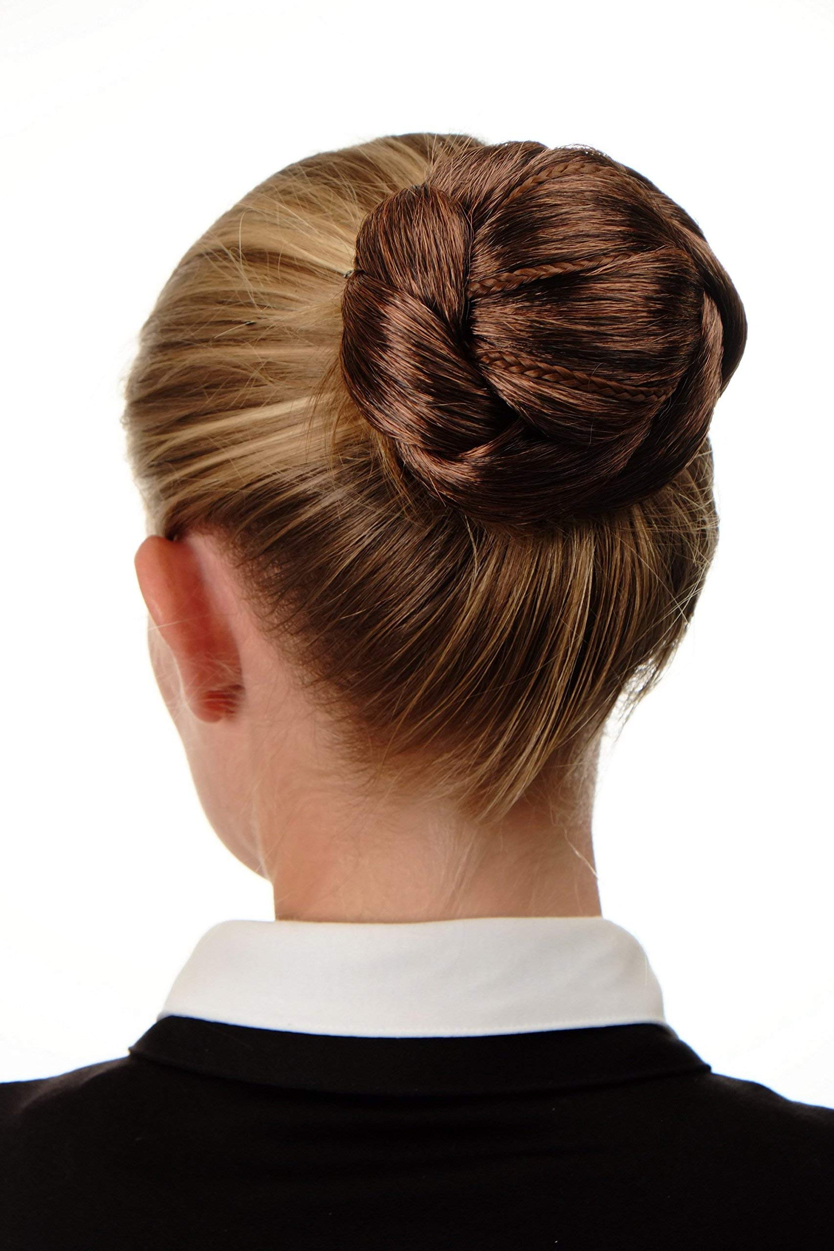 WIG ME UP - N672-4T30 Hairbun Hairpiece bun hair knot braided elaborate traditional custom chestnut brown mix - Image 2