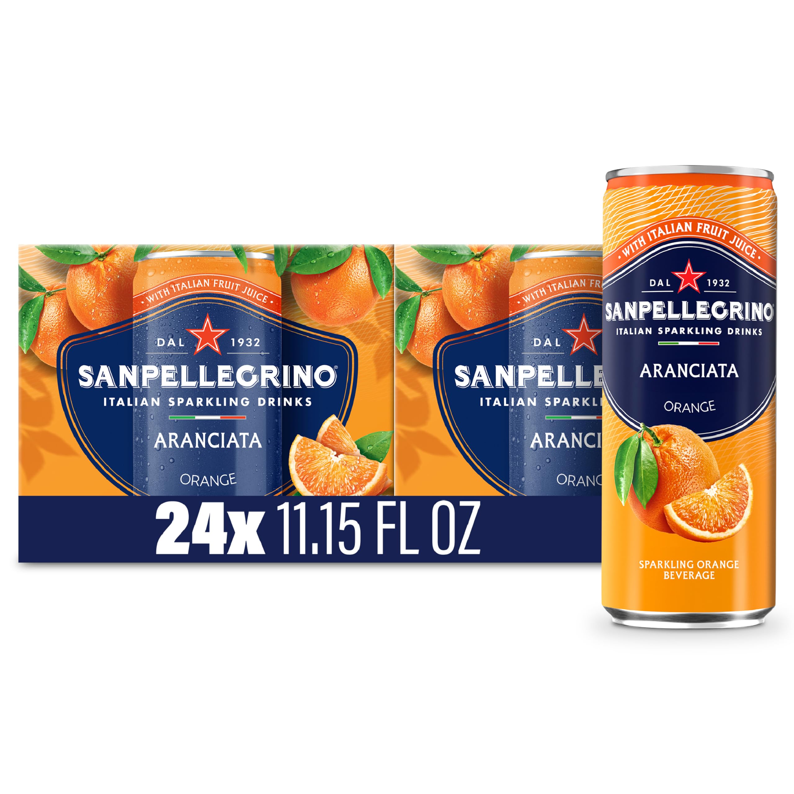 Sanpellegrino Italian Sparkling Drink Aranciata, Sparkling Orange Beverage, 6 Count(Pack of 4)