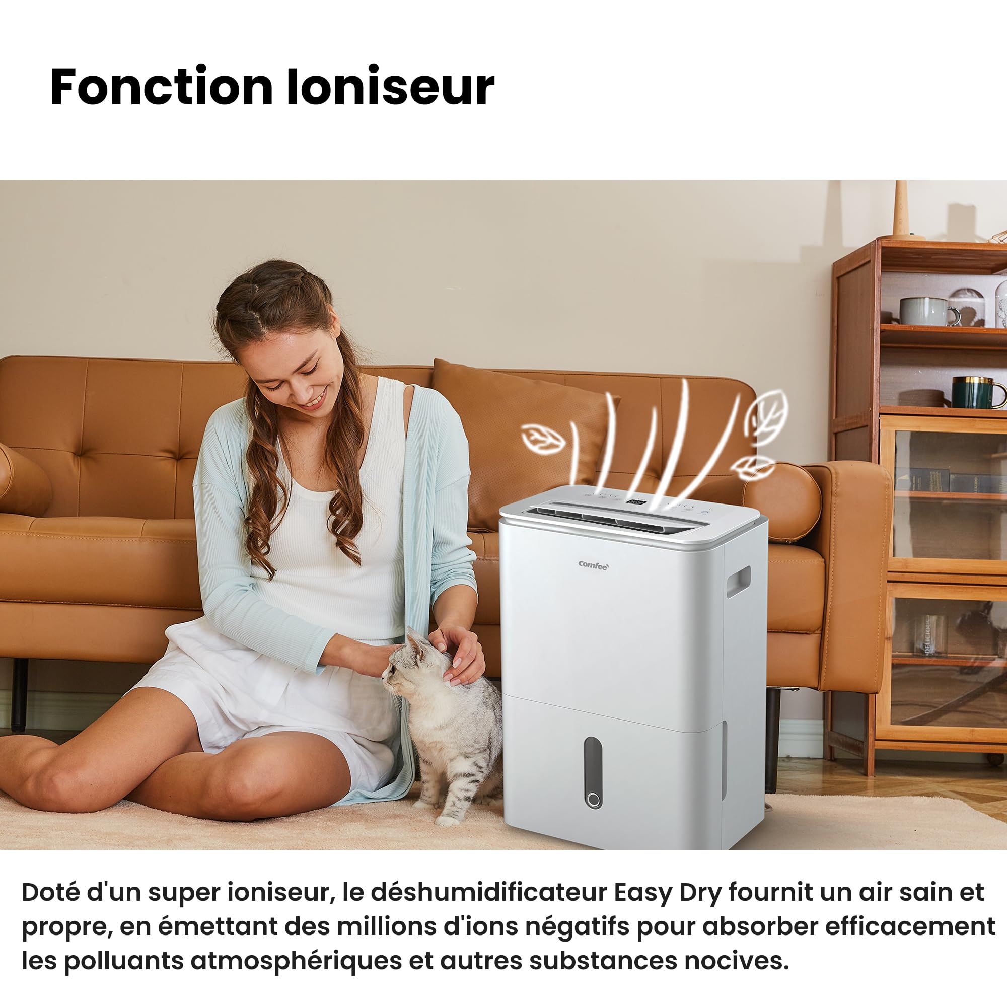 COMFEE' Déshumidificateur Easy Dry 20L/jour, 4 Modes, Deshumidificateur d'air Connecté, Réservoire 3L, Sèche-Linge, Fonction Swing, Pour pièce de 40㎡/100m
