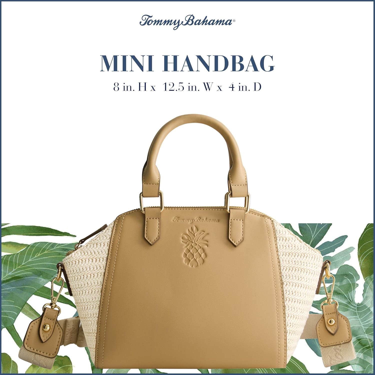 Tommy Bahama Saddle Bag, Women's Crossbody Purse with Embossed Logo and Adjustable Shoulder Strap, Tan - Image 2