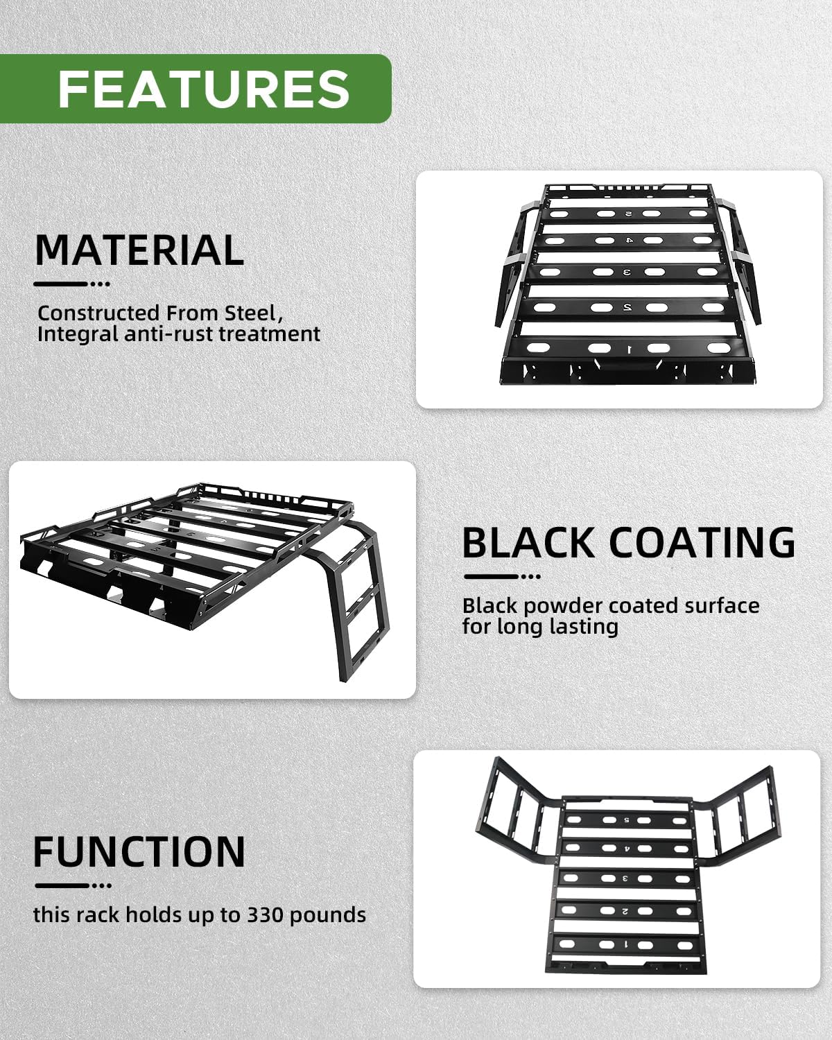 Roof Rack Cargo Basket Compatible with Jeep Wrangler JK 2007-2018 4 Door, Roof Rack Cargo Basket w/Double Ladders,Heavy Duty Steel (You Will get 2 Packages)