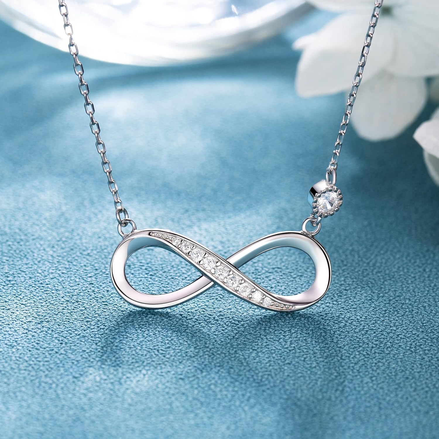 Billie Bijoux Infinity Necklaces 925 Sterling Silver Necklace Love Pendant White Gold Plated Women Necklace Gifts for for Women - Image 3