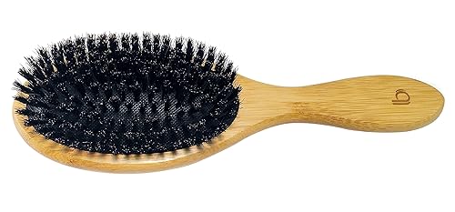 Miniatura 2 de cepillo de salón profesional, 100% bambú natural con cerdas de jabalí 100% suaves, cepillo ovalado de madera