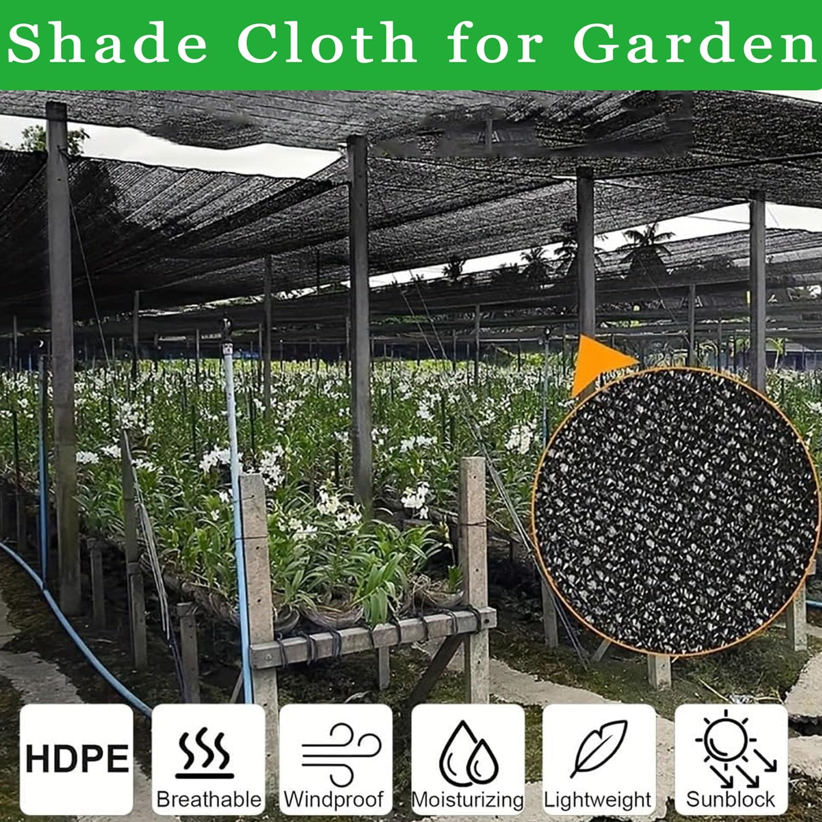 Telo ombreggiante 80% resistente ai raggi UV, 2,3 x 7,2 m, durevole copertura in rete per giardino, serra, pergolato, ideale per piante, fiori, fienili e cucce con occhielli