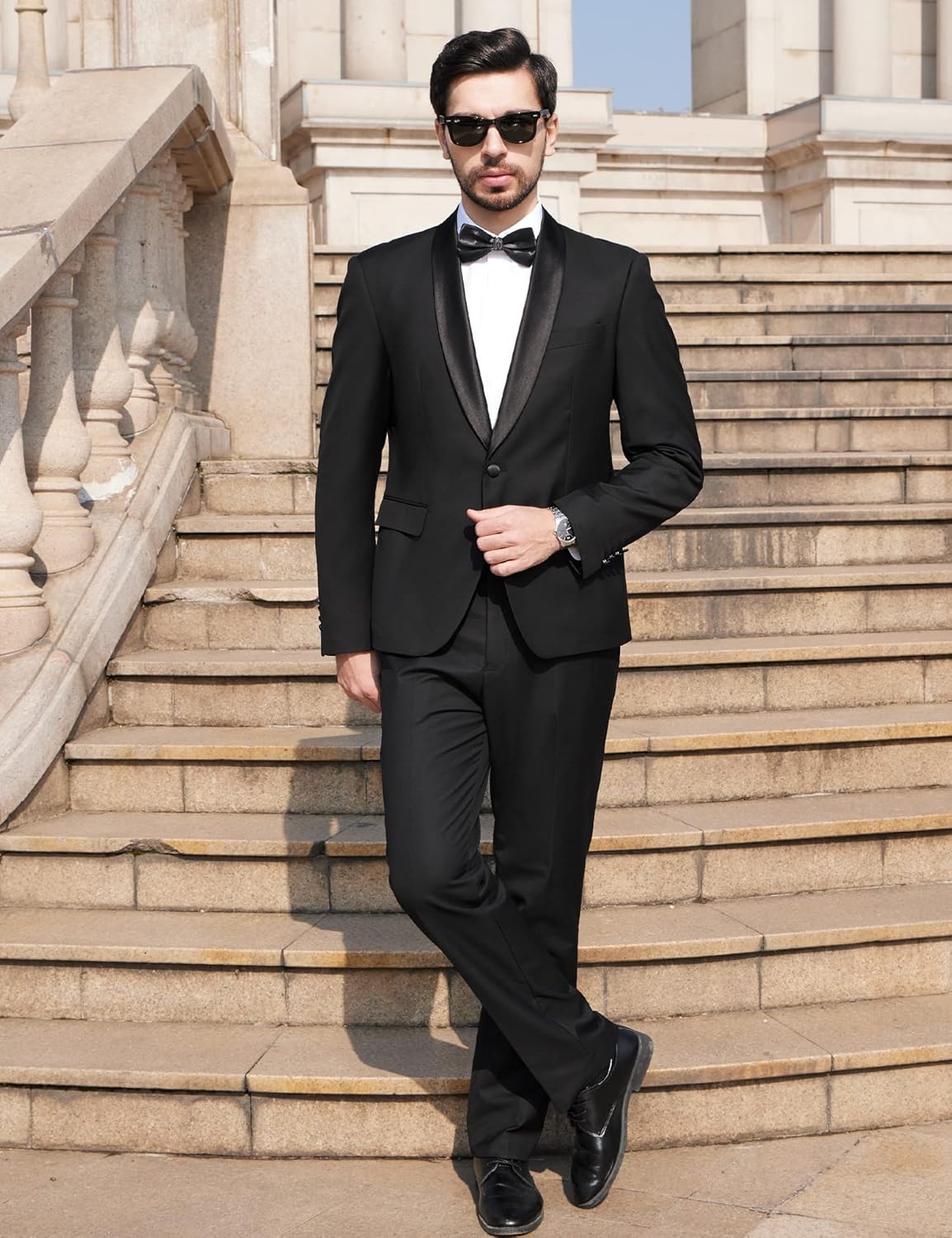 WEEN CHARM Men's Suits Slim Fit 2 Piece One Button Blazer Jacket Wedding Prom Tuxedo Pants Set - Image 3