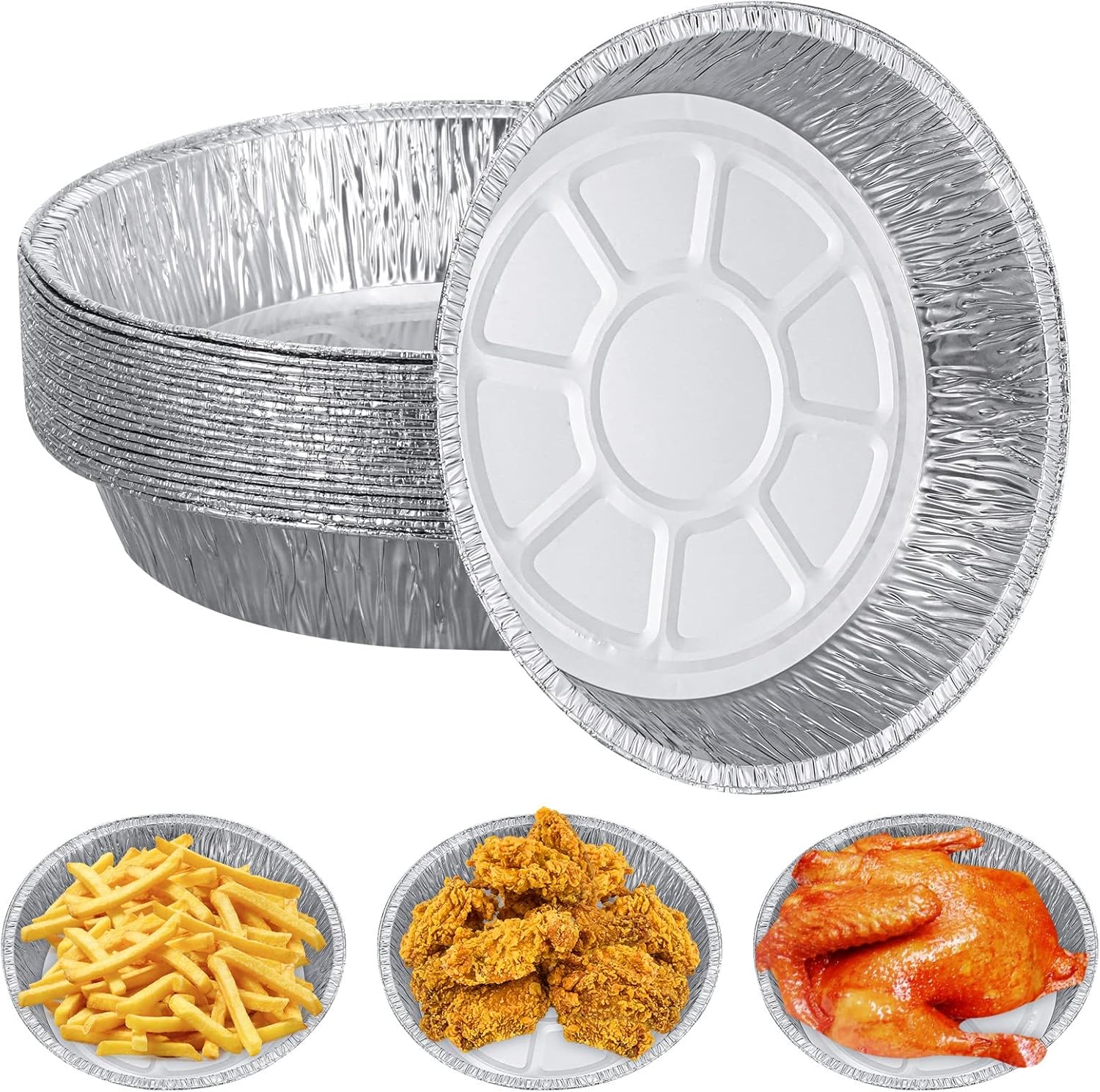 Firtink 20 Pieces Air Fryer Liners Aluminum Foil 8 Inch Air Fryer Liners Aluminum Foil Food