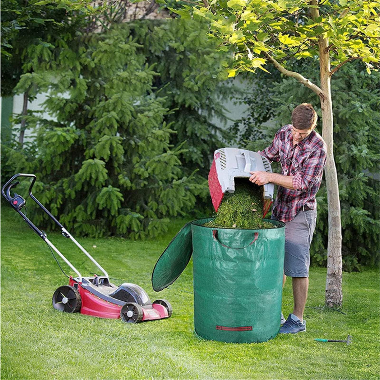 Sacs De Jardin,Sacs à Déchets De Jardin Vertsavec avec Poignées Et Couvercle Fermeture éclair Sacs Résistants Réutilisables Stable Imperméables Pliable De Jardin (120L,Lot de 4)