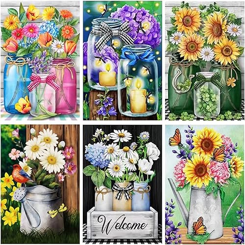 Paquete de 6 pinturas de diamantes, kits de pintura de diamantes 5D para adultos y niños, accesorios de pintura de diamantes, kits de arte de