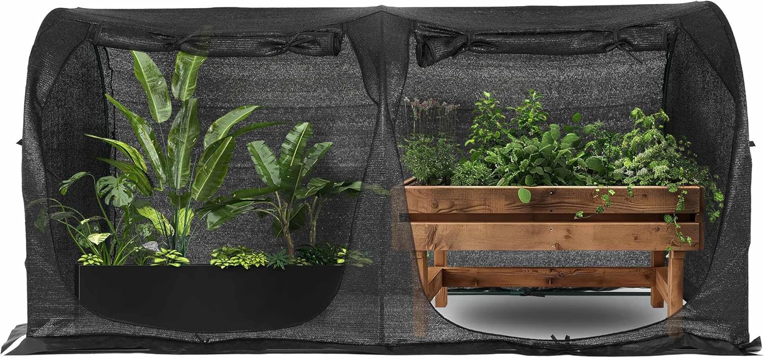 Large Tunnel 8.2'x4' Sunshade Cloth Gardening Net,Easy Set up 4FT Tall Crops Shade Cover, UV Resistant Plant 80% Sunblock Net for Vegetables,Fruits and Mini Flower Pot with Stakes and Carry