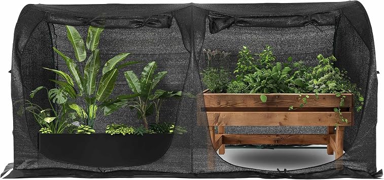 Large Tunnel 8.2x4 Sunshade Cloth Gardening Net,Easy Set up 4FT Tall Crops Shade Cover, UV Resistant Plant 80% Sunblock Net for Vegetables,Fruits and Mini Flower Pot with Stakes and Carry