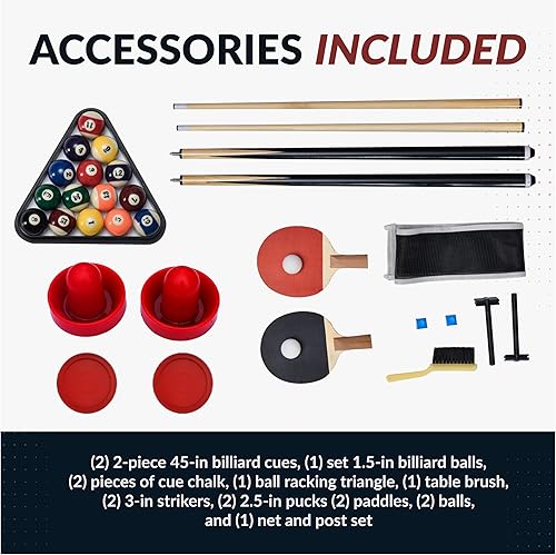 Miniatura 6 de Hathaway BG1131M Triad - Mesa de juego múltiple 3 en 1 de 48 pulgadas con piscina, hockey deslizante y tenis de mesa para salas de juegos