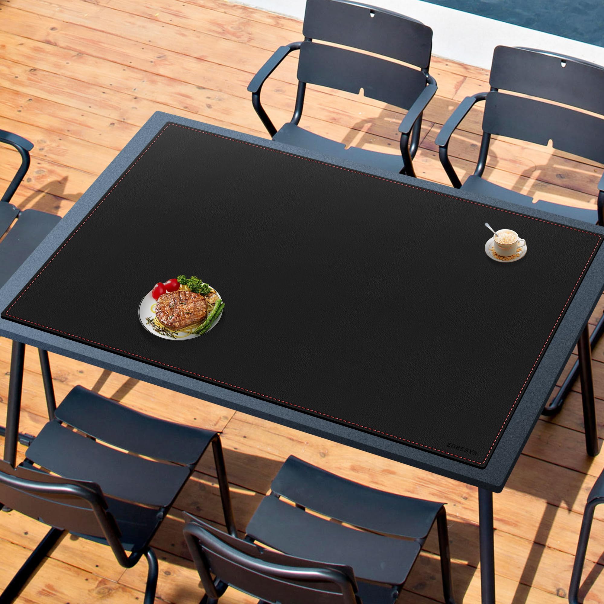 ZORESYN Tappetino per Mouse Grande [150cm x 90cm] - Tappetino Scrivania pelle - Mousepad XXL - Pelle PU Impermeabile + Scamosciata Antiscivolo (Nero)