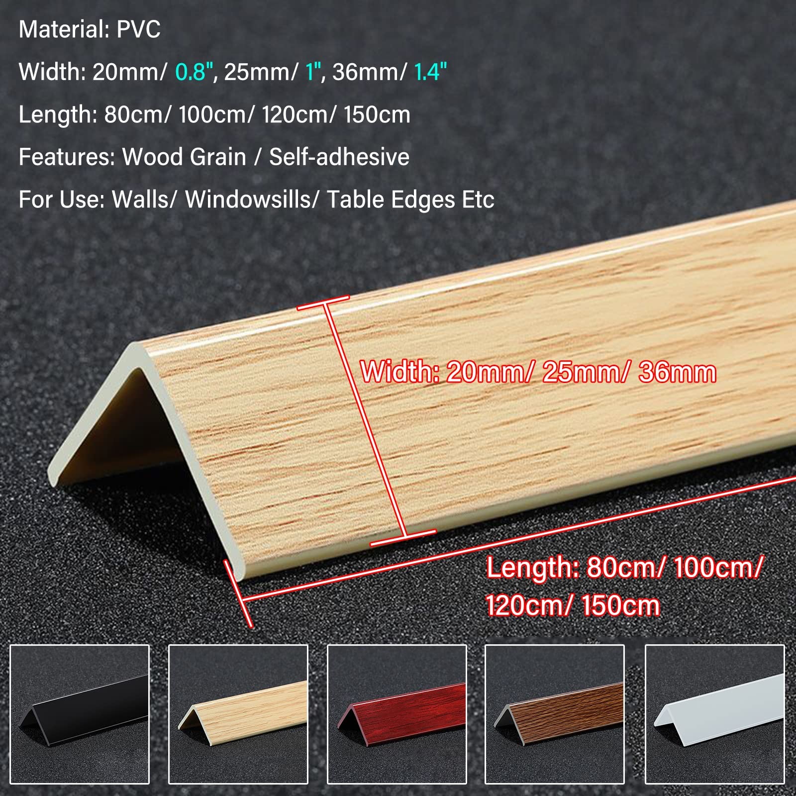 sdneNest Eckenschutz, Eck-Wandschutz, selbstklebend, Kunststoff, Kantenschutz für Papier, Kauen, Anti-Kollisionswinkel, E-W 25 mm – L 150 cm