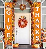 Thanksgiving Decorations GIVE THANKS Banner Porch Door Sign Autumn Fall Welcome Banner For Indoor Outdoor Wall Thanksgiving Decorations For Home