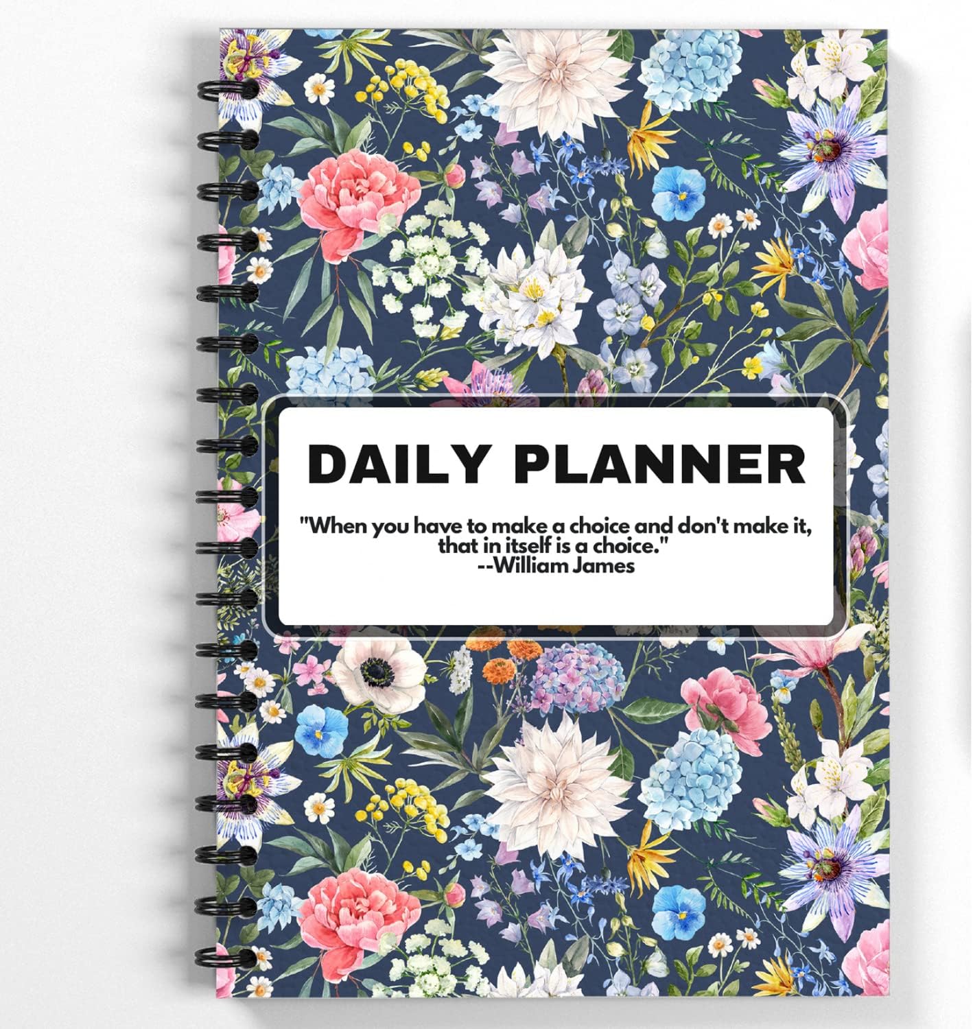 Amazon Brand - Umi Daily Planner Undated, Schedule Your Day, Manage to-do List, Goals Tracker, Wellness Tracker (Blue - Daily Planner Floral Blue)